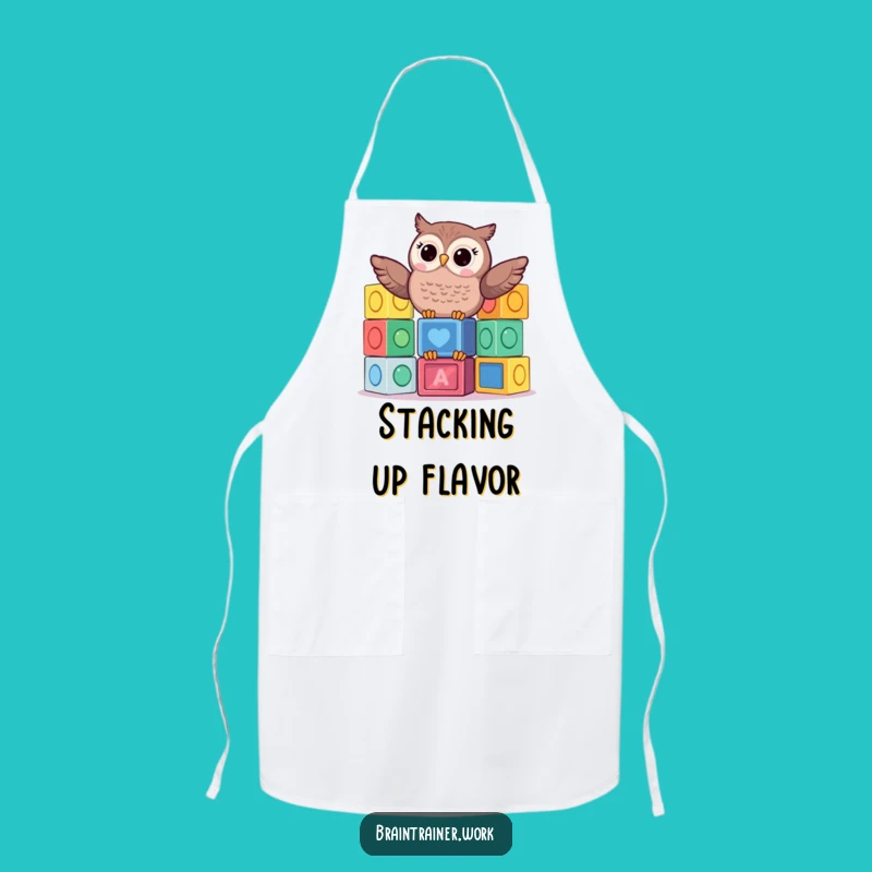 Funny Kawaii Owl Blocks Apron - Hilarious Kitchen Gift for Playful Chefs!
