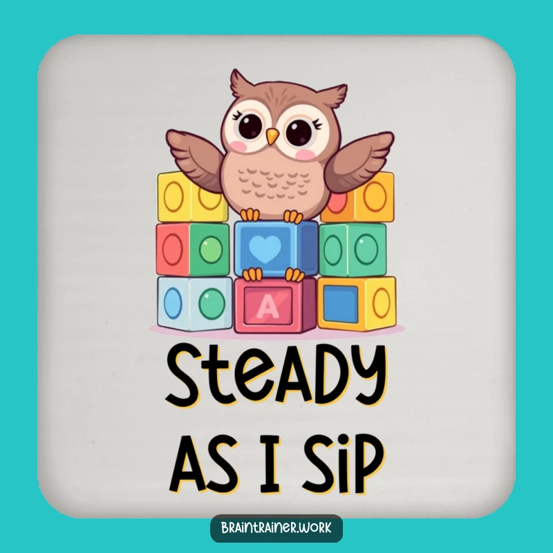 Funny Kawaii Owl Blocks Coaster Set - Hilarious Protection for Playful Surfaces!