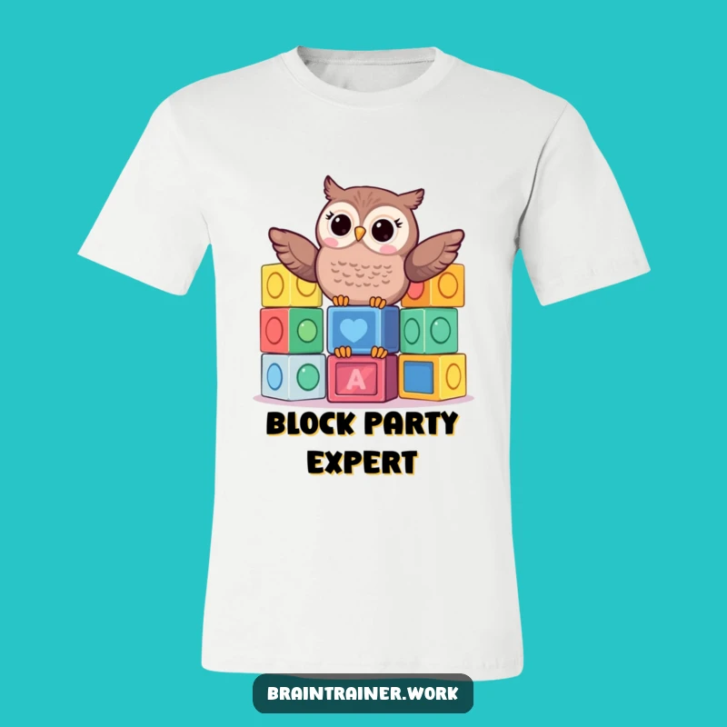 Funny Kawaii Owl Blocks Tee - Playful & Hilarious Gift for Brainiacs!